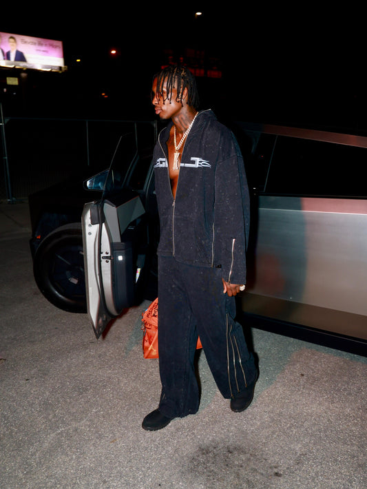 UNLOCKED FULL ZIP UP WASHED BLACK SWEATPANTS